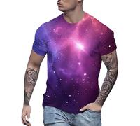 Galaxy Shirt Streetwear 3D Disfraces de Carnaval Gráfico Carnaval Parte Superior Galaxia Estampado Camiseta Camiseta Estampado Universo T Cuello Redondo Manga Corta Cielo Estrellado Planetas, Rosa