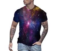 Galaxy Shirt T Universum Streetwear Manga Corta Planetas Disfraces de Carnaval Galaxia Estampado Parte Superior Cielo Estrellado Estampado Camiseta Festival 3D Carnaval Cuello Redondo, Negro , M