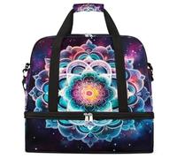 Galaxy Space - Bolsa de viaje plegable con diseño de mandala, estilo bohemio, de gran capacidad, con compartimento húmedo y seco, bolsillo para zapatos, ligera, para llevar durante la noche, para