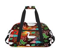 Galaxy Space Dinosaur - Bolsas de lona para niñas y niños, bolsa de viaje para el fin de semana, bolsa de viaje de 24 L, bolsa de deporte para gimnasio, práctica, color, 24 L, Organizador de bolsas