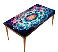 Galaxy Space - Mantel rectangular ajustable con mandala, 76 x 152 cm, impermeable, borde elástico, resistente a las manchas, lavable, para interiores y exteriores, fiestas, comedor, barbacoa