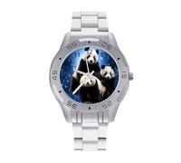 Galaxy Space Panda Bear - Reloj de pulsera para hombre, de acero inoxidable, fácil de leer, para mujer