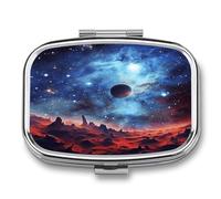Galaxy Space - Pastillero organizador de pastillas para medicinas, pequeño pastillero de viaje, pastillero portátil para bolsillo, 2 compartimentos, pastilleros para viajes