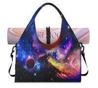 Galaxy Space Planet - Bolsa deportiva con compartimento para zapatos, bolsa de viaje para fin de semana, bolsa de equipaje para gimnasio, yoga, viajes, color, L, Bolsa de viaje