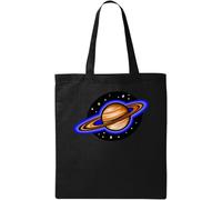 Galaxy Space Planet Saturn Cosmic Art - Bolsa de algodón ecológico natural, color negro, Black, Talla única