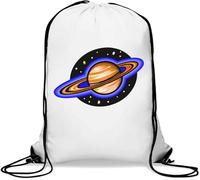 Galaxy Space Planet Saturn Cosmic Art - Saco de gimnasio informal con cordón, color blanco, White, Talla única