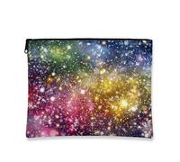 Galaxy Sparkle - Bolsa de maquillaje colorida para mujer, organizador portátil de lona con cremallera, bolsa de aseo para festivales, Varios colores, 7x9 Inch, Cosmético