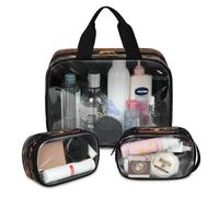 Galaxy Star - Bolsa de maquillaje de viaje para mujeres y hombres, bolsas de cosméticos translúcidas, 3 piezas, bolsa grande para ducha, organizador de artículos de tocador, color, L, Neceser de