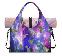 Galaxy Star - Bolsa deportiva con compartimento para zapatos, diseño de galaxia con bonito dinosa para fin de semana, bolsa de equipaje para gimnasio, yoga, viajes, color, L, Bolsa de viaje