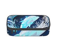 Galaxy Starry Space - Estuche de tela Oxford, bolsa de almacenamiento para escritorio, bonito estuche para lápices, color morado, Ballena animal azul profundo, Talla única