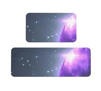 Galaxy Starry Space - Juego de tapetes de cocina con estampado estrellado morado para suelo, juego de alfombras de cocina, para varios espacios interiores y exteriores