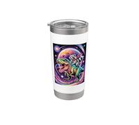 Galaxy T-Rex And Raccoon Space Dinosaur Vaso térmico de acero inoxidable de doble pared