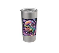 Galaxy T-Rex And Raccoon Space Dinosaur Vaso térmico de acero inoxidable de doble pared