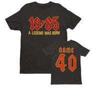 Galaxy Tees Camiseta personalizada de cumpleaños 2025 para hombre, diseño de 40 años de 1985 con texto en inglés "A Legend was Born with Back", Negro, M