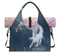 Galaxy Unicorn - Bolsa deportiva de lona para mujeres y hombres, con estampado de unicornio, bolsa de fin de semana con compartimento para zapatos, bolsa de hombro para yoga, gimnasio, viajes, color,