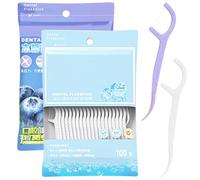 Galenecx 200 Piezas Dental Floss, Palillos de Hilo Dental Desechables, Hilo Tooth con Mango, para Limpieza de Dientes Eliminar Residuos de Alimentos, Para Casa, Viajes, Uso Hotelero(Púrpura)