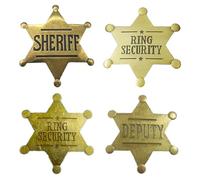 Galenecx 4 Piezas Vintage Sheriff Badge, Broche Insignia de Metal con hexagrama, Accesorios de Disfraz de Policía, para Salvaje Oeste, Fiesta Temática, Carnaval