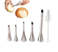 Galenecx 5 Piezas Boquilla Manga Pastelera，boquillas para rellenar buñuelos de acero inoxidable, Herramientas Rellen Crema,Compatible con Mangas Pasteleras, para Rellenar Mermelada, Inyectar Crema