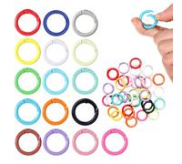 Galenecx 64 Piezas Mosquetón Redondo, Mini Mosquetones Pequeños Colorido, Aleación de Zinc Mosqueton, Hebillas de Resorte Coloridas, Anillos Divididos de Metal, Anillos de Resorte (16 Colores)