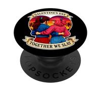 Galentine's Day Together We Slay Divertido diseño de Chica PopSockets PopGrip Adhesivo