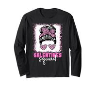 Galentines Squad Girls Night Besties Pink Hearts Manga Larga