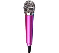 Galepromot Mini micrófono de canto rojo rosa de 3,5 mm, mini micrófono de condensador para teléfono, micrófono de karaoke, equipo de micrófono de canto mini micrófono de mano para teléfono móvil,