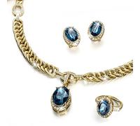 GALERIA DEL COLECCIONISTA Conjunto EXQUISITE: 4 joyas para mujer bañadas en Oro de 1ª Ley con más de 290 cristales de Swarovski: Gargantilla + Colgante, Pendientes y Anillo. Ideal para REGALO.