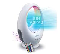 GALERIA DEL COLECCIONISTA Ventilador SIN ASPAS COLOR AIR: SEGURO, POTENTE. Flujo continuo, Sistema de purificación, Aromaterapia y Cromoterapia. Con Mando y Temporizador para Apagado automático