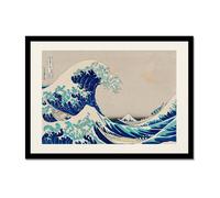 Galería japonesa para pared, póster vintage de Olas Ukiyo-e, Katsushika Hokusai, Kanagawa, pintura en lienzo, sala de estar, decoración del hogar (SKU1,30 x 45,7 cm, marco de fotos negro)