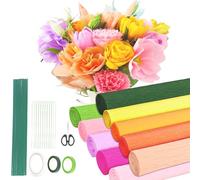 Galerie SV 10 Rollos Papel Crepé, 25x250cm Papel Crepe Colores, Paper Pinocho Colores Floral Multicolor Paper Crespón Floral Rollo para Manualidades Fiestas Cumpleaños Boda Decor