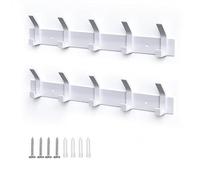 Galerie SV Percheros Pared,2 Piezas Perchero De Pared de Metal,Percheros Pared,Perchero Pared y Toallero de Pared Ganchos para Sombreros,Chaquetas,Bufandas,Abrigos (5 Ganchos,Blanco)