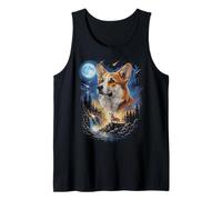Galés Corgi Aullando a la Luna Vintage Dog Art Camiseta sin Mangas