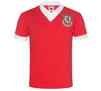Gales/Cymru FAW - Camiseta para Hombre - Producto Oficial Retro - 1976/1984 - Rojo - 1958 - N.° 9 - S