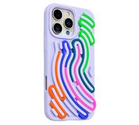 Galful - Carcasa líquida de silicona para iPhone 14 Pro con protección contra golpes, funda 3D Laberinto DIY Líneas, diseño de forro suave, tejido de microfibra, color morado claro