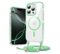 Galful iPhone 16 Pro MAX Hülle Compatible con MagSafe 6.9",Handykette iPhone 16 Pro MAX Case mit Band Clear Magnetic Handyhülle Necklace Schutzhülle Dünn Cover mit Kordel [abnehmbar] Grün