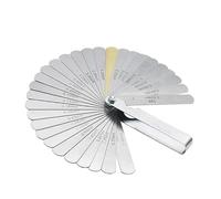 Galgas de Espesor, Calibrador de espesores Curvo de 16 Hojas (0,127 a 0,508 mm) y calibrador de espesores de 32 Hojas (Acero Inoxidable, métrico, Pulgadas 0,04-0,88 mm)(32 Blades)