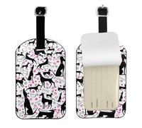 Galgos y corazón de pata,Etiquetas de equipaje de cuero sintético con nombre, etiquetas de viaje duraderas, 2 unidades