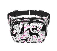 Galgos y corazón de Pata,Riñonera Cuadrada de Doble Capa, Bolso de Viaje, Bolso Informal para el Pecho.