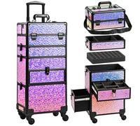 GALHU stuche de maquillaje con cajón, estuche de maquillaje con ruedas, estuche de cosmetología con ruedas, regalo, organizador de maquillaje grande, profesional para peluquería, uñas, tatuajes