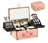 GALHUBIS Estuche de maquillaje con espejo iluminado, estuche de viaje impermeable, estuche de cosmetología LED, regalo de Navidad, organizador de maquillaje grande, estuche de cosméticos profesional