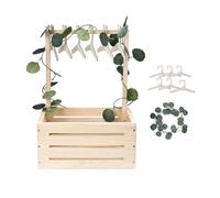 GaliGali Caja de madera para baby shower, cesta de regalo para recién nacidos con asa y guirnalda para colgar para niños, caja de almacenamiento de revelación de género, regalo personalizado para