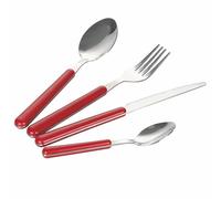 Galileo Brio Sibila - Cubertería (24 piezas, acero inoxidable, mango rojo)