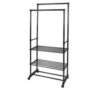 Galileo Casa Multistand - Perchero de 2 varillas, 4 ruedas, 3 estantes, altura ajustable hasta 160 cm, sí, pedido mediano