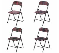 GALILEO Juego de 4 sillas Plegables para Ahorrar Espacio, decoración tartán, 43,5 x 44 cm, Sibila