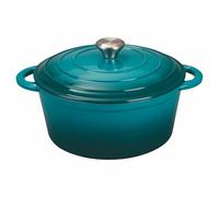 Galileo Les Cocottes SìChef - Cacerola con tapa de 28,5 cm de hierro fundido esmaltado, inducción, color azul