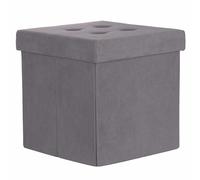 Galileo Puf contenedor Multiusos, Estructura de MDF, Revestimiento Efecto Pana Gris, 38 x 38 x 38 cm, Sibila