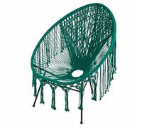 Galileo Silla Lounge macramé, Tejido de algodón, Estructura de Hierro Fundido, Color Azul