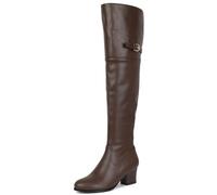 Galindopia Leisure Thigh Botas Altas Block Heel Slouch Pleated Zipper Overknee Collar Fold Over Fall Botas Riding Comodo Clásico Brown Size 42