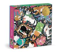 Galison Catmas Chaos - Rompecabezas de 500 Piezas con Encantadoras Obras de Arte de Gatos preparándose para Celebrar la Navidad