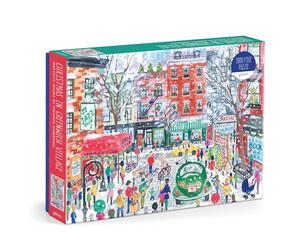 Galison Christimas In Greenwich Village - Rompecabezas de 1000 Piezas de Michael Storrings con Hermosas Obras de Arte del vecindario de Nueva York en Invierno